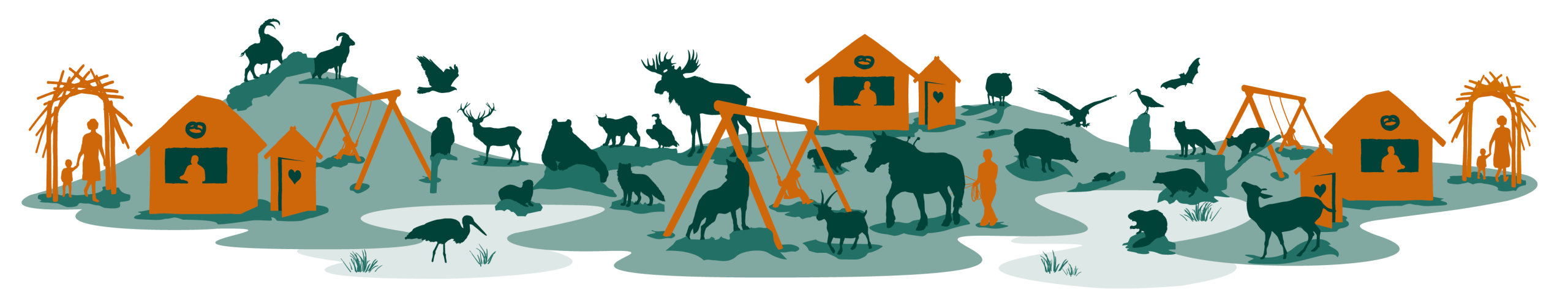 Silhouette der Tiere im Wildpark